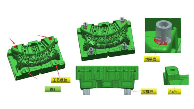 在注塑汽車模具設(shè)計(jì)中，工藝螺絲是必不可少的輔助工具